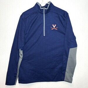 Virginia Cavaliers UVA Mens Small 1/4 Zip Pullover Fleece Blue Gray NCAA (N8)